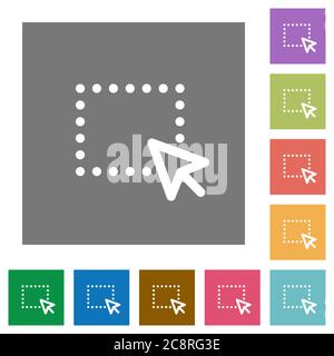 Drag operation flat icon set on color square background. Stock Vector