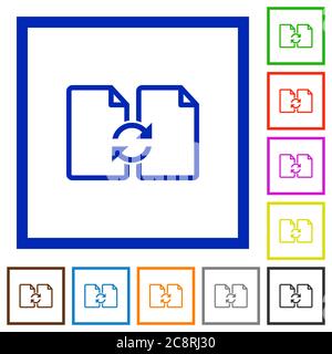 Set of color square framed Swap documents flat icons Stock Vector