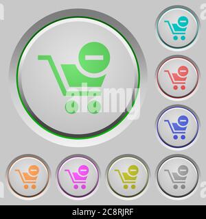 Set of color Remove from cart sunk push buttons. Stock Vector