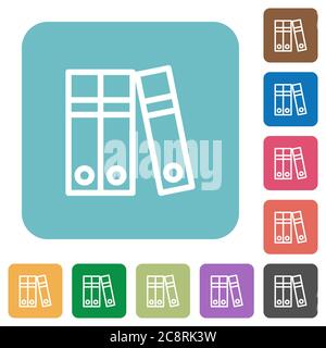 Flat document folders icons on rounded square color backgrounds. Stock Vector