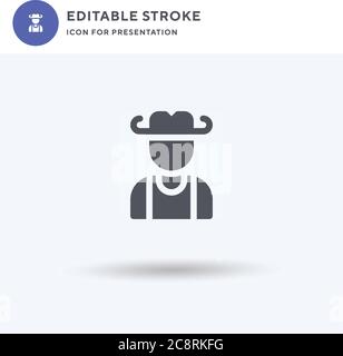 Cowboy icon vector, filled flat sign, solid pictogram isolated on white, logo illustration. Cowboy icon for presentation. Stock Vector