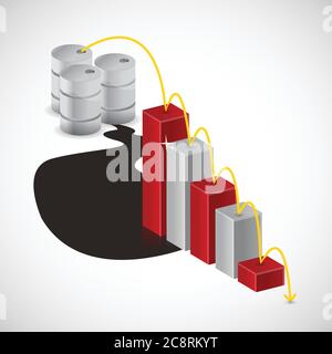 Falling oil prices illustration design over a white background Stock Vector