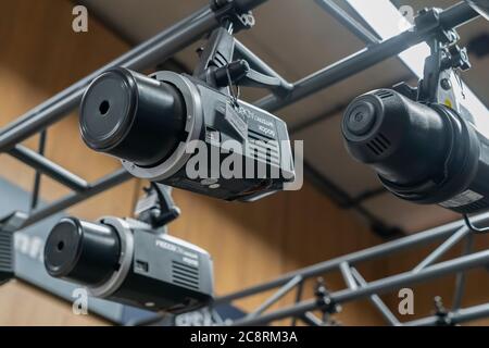 Krasnoyarsk, Russia, June 20, 2020: godox flash is a professional light for photographers and video shooting Stock Photo
