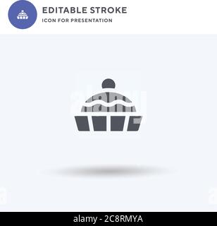 Cake icon vector, filled flat sign, solid pictogram isolated on white, logo illustration. Cake icon for presentation. Stock Vector