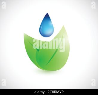 Leaves and water natural illustration concept over white Stock Vector