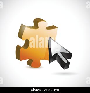 Puzzle piece cursor illustration design over a white background Stock Vector