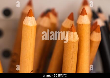 A set of new pencils for drawing in the store for artists. Stock Photo