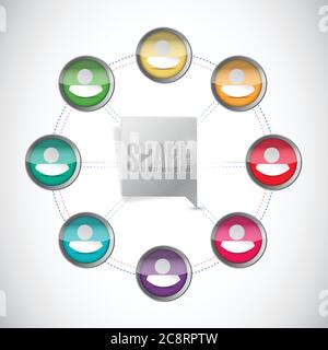 People cycle and share message. illustration design over a white background Stock Vector