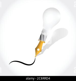 Calligraphic idea pen concept illustration design over a white background Stock Vector