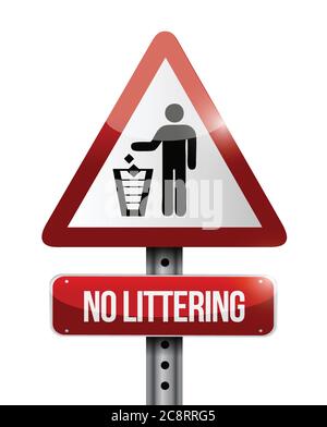 No littering road sign illustration design over white Stock Vector