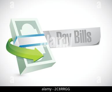 Pay bills sign illustration design over a white background Stock Vector