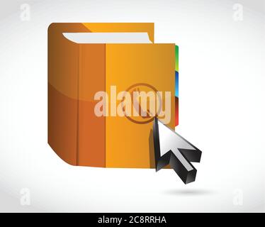 Phone book and cursor illustration design over a white background Stock Vector