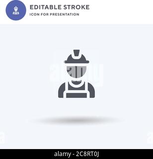 Builder icon vector, filled flat sign, solid pictogram isolated on white, logo illustration. Builder icon for presentation. Stock Vector