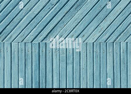 dim blue abstract background of wooden planks with cracked paint texture Stock Photo