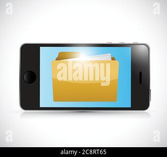 Phone and folder illustration design over a white background Stock Vector