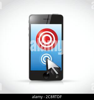Phone target and cursor. illustration design over a white background Stock Vector