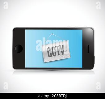 Phone cctv sign illustration design over a white background Stock Vector