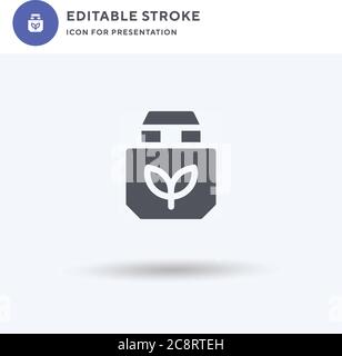 Eco Bag icon vector, filled flat sign, solid pictogram isolated on white, logo illustration. Eco Bag icon for presentation. Stock Vector