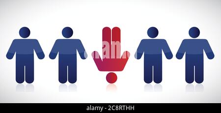 Strange row of people. illustration design over a white background Stock Vector