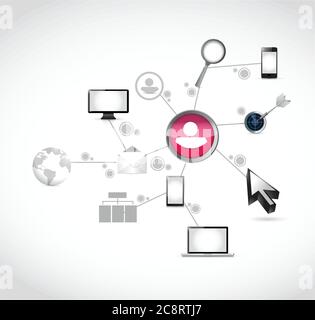 People technology network diagram illustration design over a white background Stock Vector