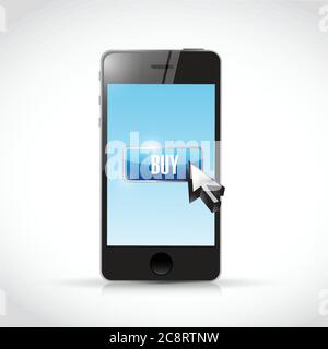 Buy on your smartphone, illustration design over a white background Stock Vector