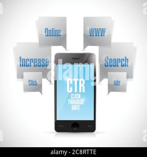 Click through rate phone concept illustration design over a white background Stock Vector