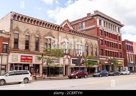 Buildings upon Liberty Street on a sunny summer day. Franklin is the ...