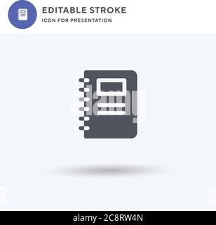 Notebook icon vector, filled flat sign, solid pictogram isolated on white, logo illustration. Notebook icon for presentation. Stock Vector