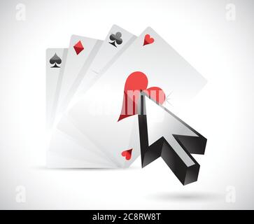Cards and cursor. illustration design over a white background Stock Vector