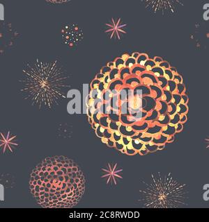 Ink hand drawn flowers seamless pattern on black background. Design for  backgrounds, wallpapers, wrapping paper, textile, covers, and packaging  Stock Photo - Alamy