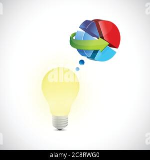 Light bulb and pie chart illustration design over a white background Stock Vector