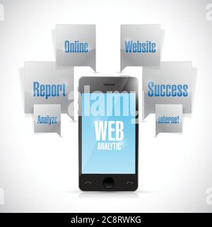 Web analytics phone concept illustration design over a white background Stock Vector