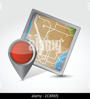 Map and pointer illustration design over a white background Stock Vector