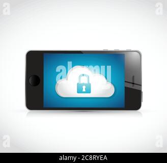Phone and cloud security communication illustration design Stock Vector