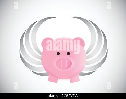 When pigs fly. concept illustration design over a white background Stock Vector