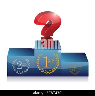Question mark on first place. podium illustration design over a white background Stock Vector