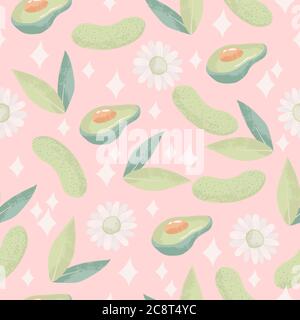 Hydrogel patches under the eyes. Сollagen mask. Organic facial skin care. Vector seamless pattern in cartoons flat design. Stock Vector