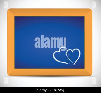 Couple hearts on a chalkboard illustration design over a white background Stock Vector