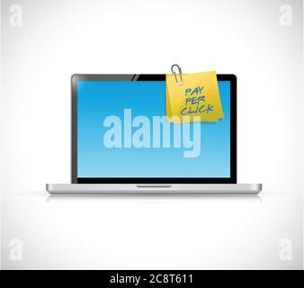 Laptop pay per click post illustration design over a white background Stock Vector