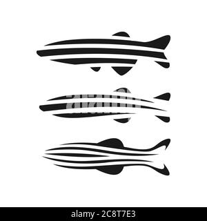 black white simple modern zebra fish logo design vector icon symbol in trendy design style illustration in EPS10 format Stock Vector