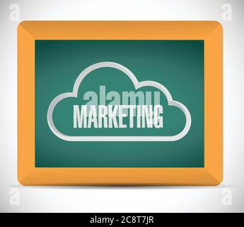 Marketing cloud sign on a blackboard. illustration design over a white background Stock Vector