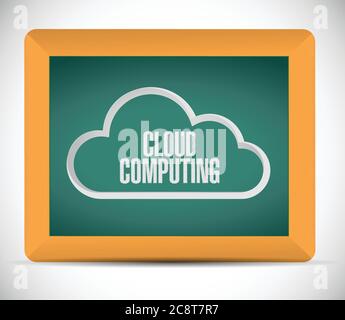 Cloud computing sign on a blackboard. illustration design over a white background Stock Vector