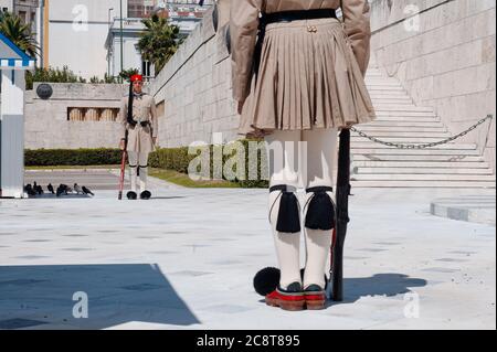 ATHENS, GREECE: The Changing of the Guard ceremony in front of the Greek Parliament Building on August 28, 2012 in Athens, Greece. Stock Photo
