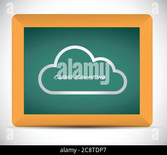 Cloud computing illustration on a blackboard. graphic design Stock Vector