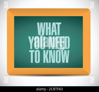 What you need to know sign illustration design over a white background Stock Vector