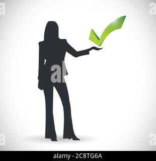 Check mark approval and presentation illustration design over white Stock Vector