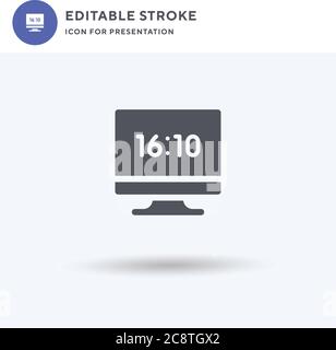 Aspect Ratio icon vector, filled flat sign, solid pictogram isolated on white, logo illustration. Aspect Ratio icon for presentation. Stock Vector
