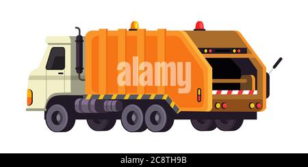Garbage truck, dumper flat vector illustration Stock Vector