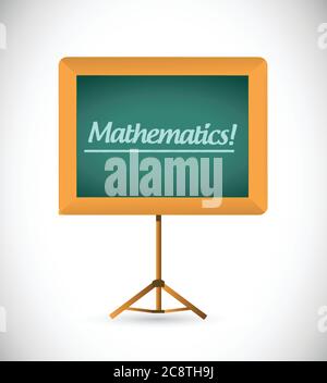 Chalkboard presentation board with the word mathematics. illustration design over white Stock Vector