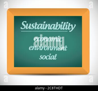 Sustainability life chalkboard illustration design over a white background Stock Vector